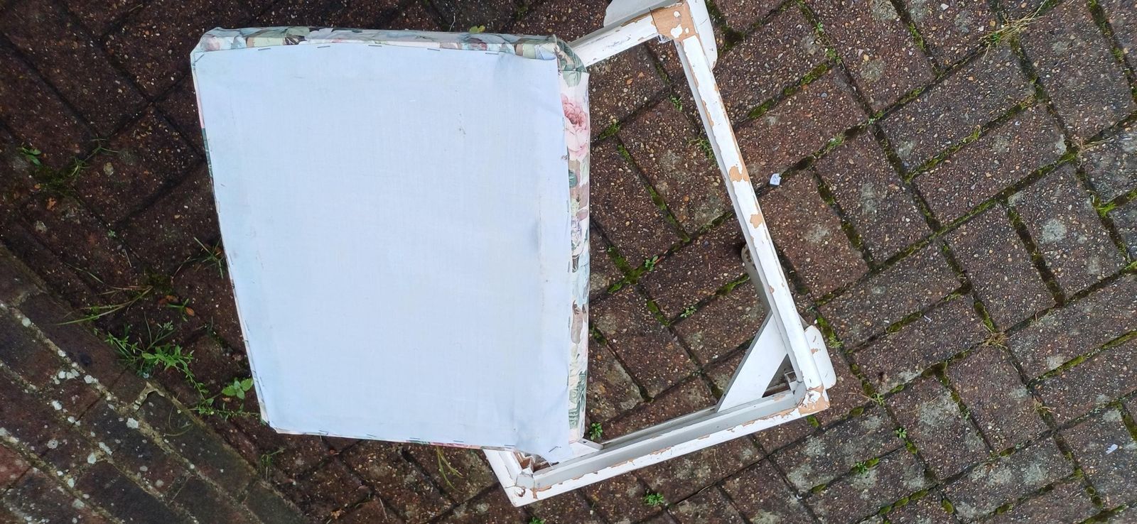 Vintage Retro Painted Shabby Chic Upholstered Stool Lift Out Seat White Flower Floral photo 75.0