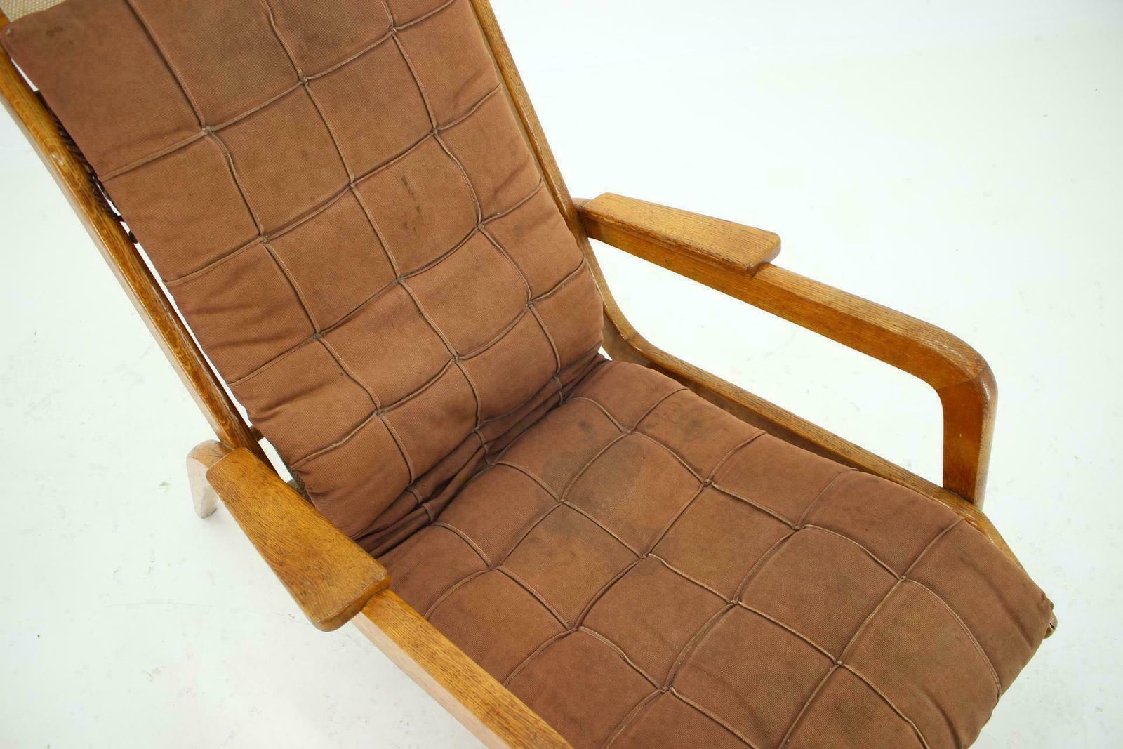 1960s Jan Vanek, Very Rare Relaxing Oak Armchair, Czechoslovakia photo buy