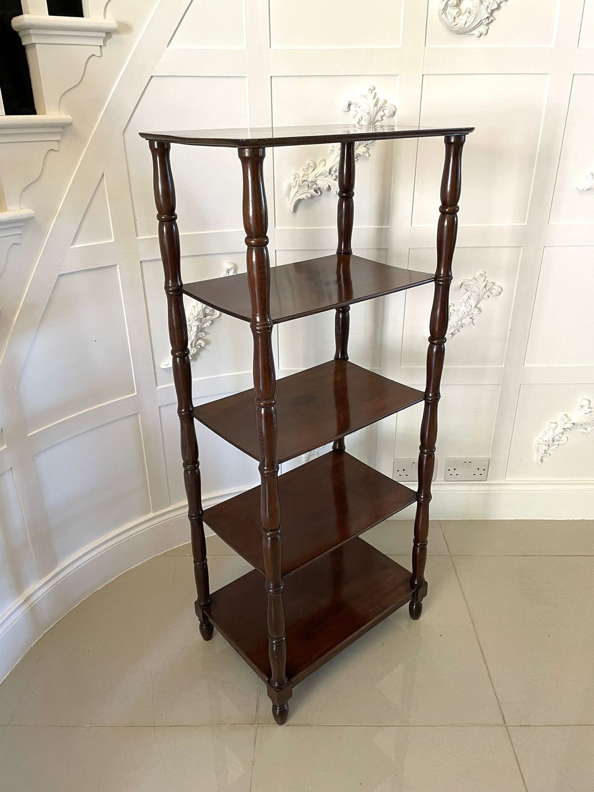 Antique Quality 19th Century Mahogany Freestanding Five Tier Whatnot