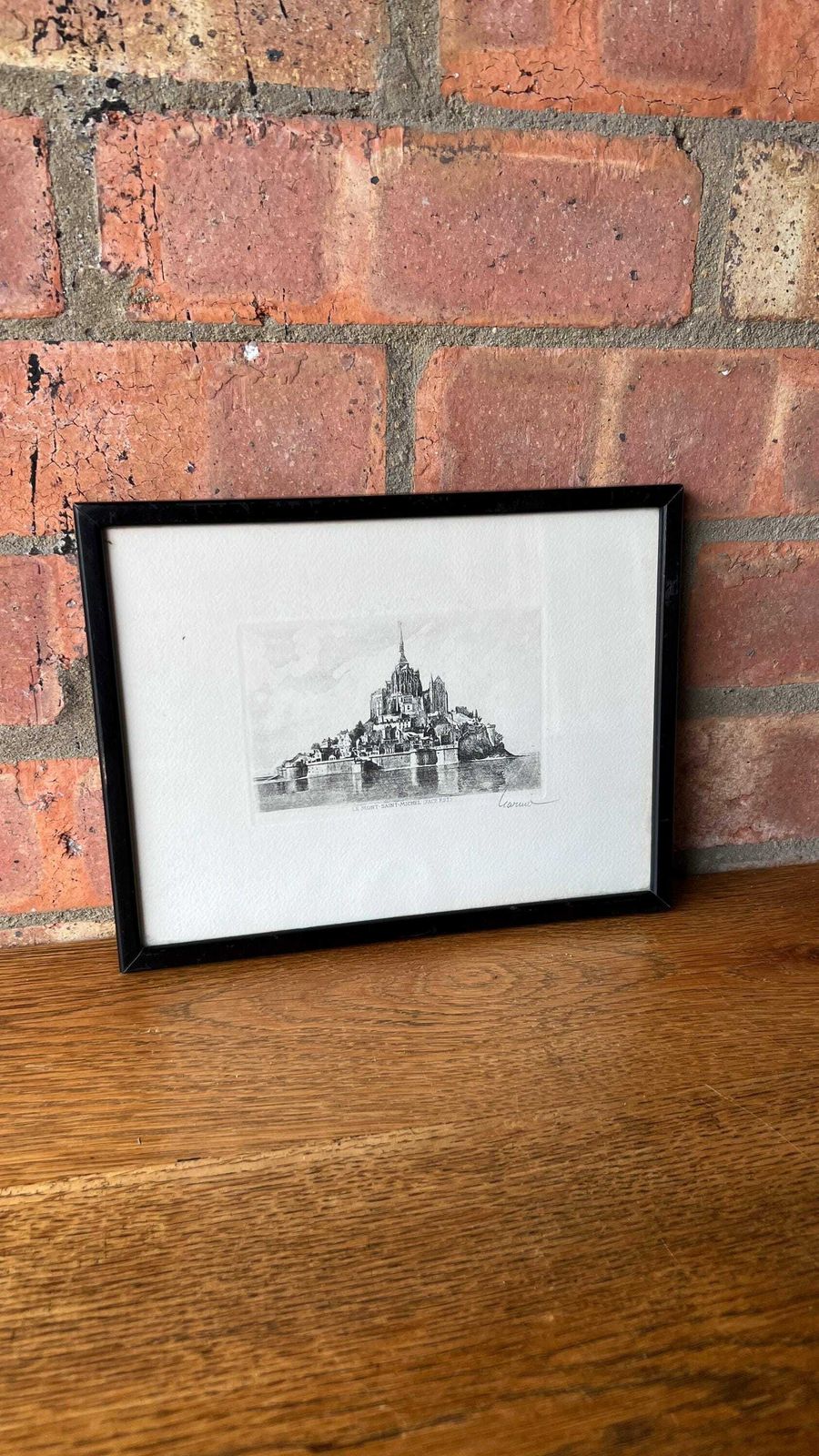 Highly Detailed Vintage Signed Etching Of Le Mont Saint Michel