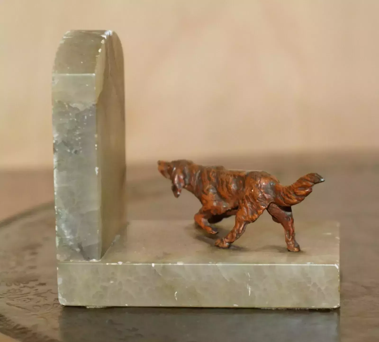 Stunning Pair Of Antique Austrian Cold Painted Bronze Onyx Dog Hounds Bookends photo vinterior