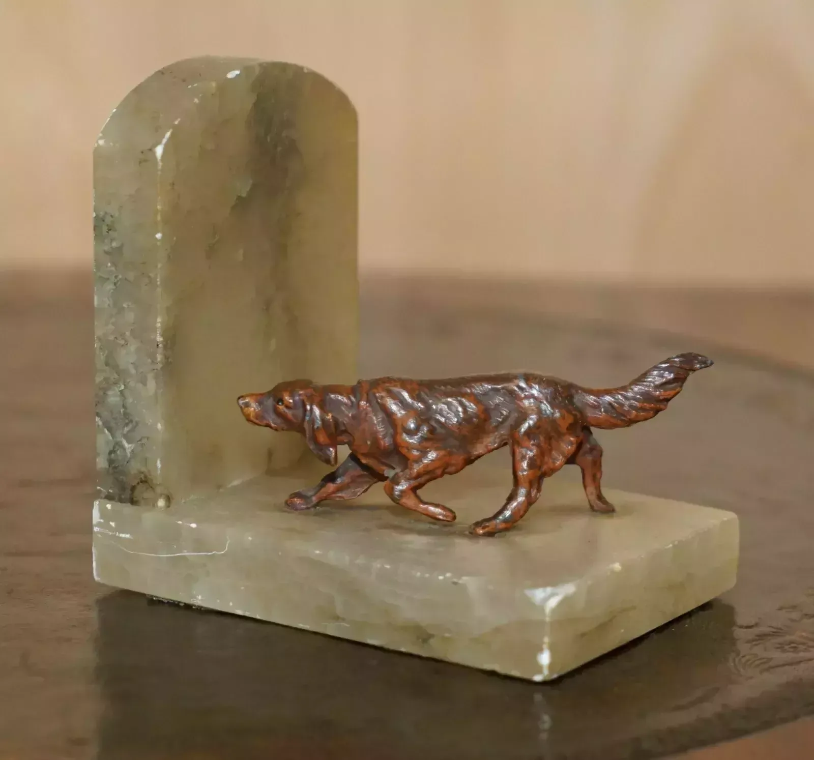 photo furniture Stunning Pair Of Antique Austrian Cold Painted Bronze Onyx Dog Hounds Bookends