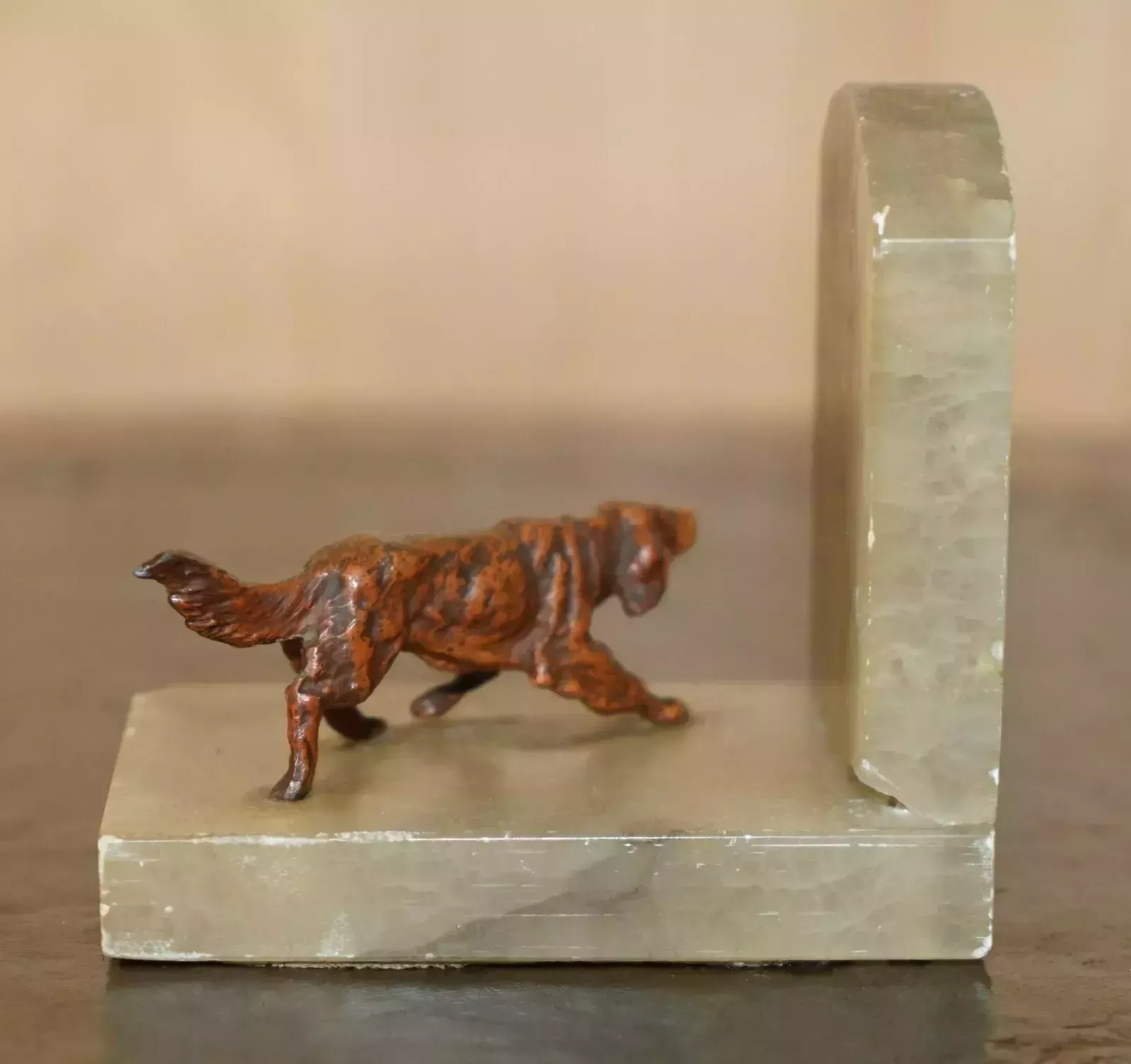 photo vinterior Stunning Pair Of Antique Austrian Cold Painted Bronze Onyx Dog Hounds Bookends