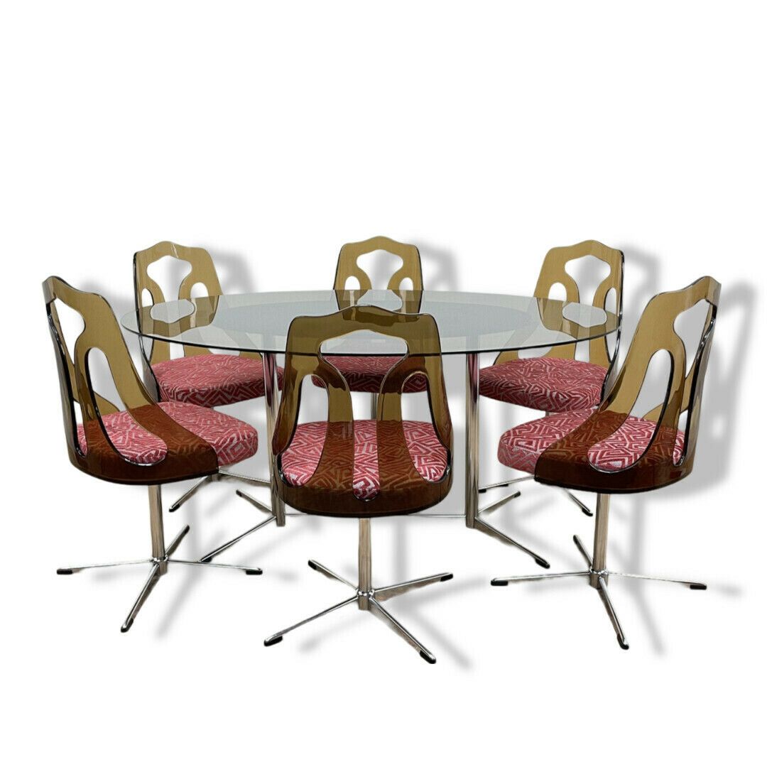 Mid Century 1960s Smoked Perspex Chairs And Glass Table