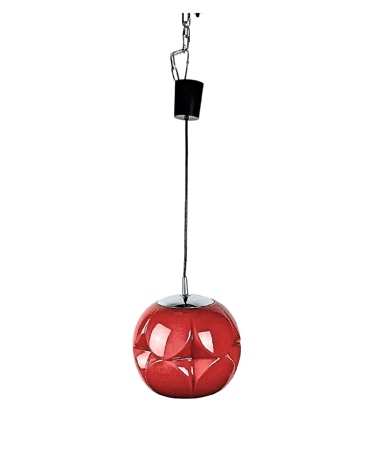 Mid Century Modern Pendant Light Peill & Putzier Red Cherry Tinted Glass Germany 1960s