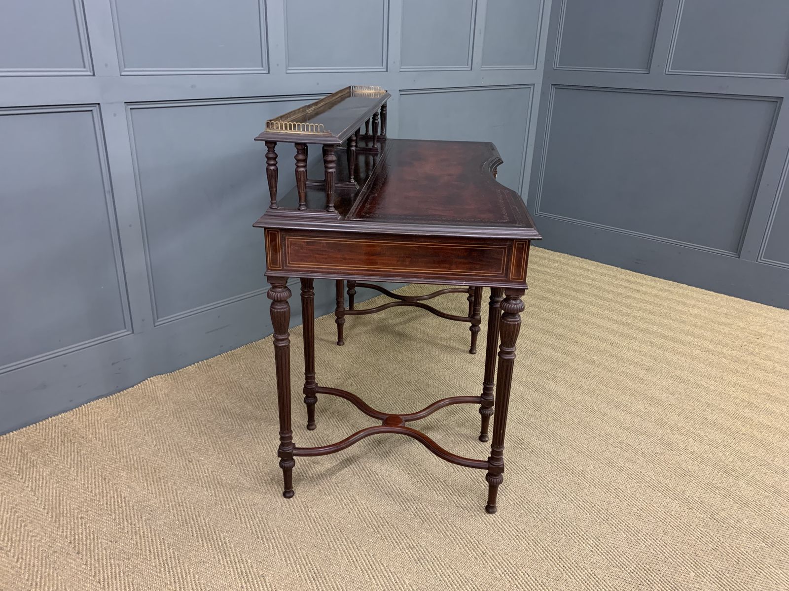 Inlaid Mahogany Writing Desk By Collinson And Lock photo vintage