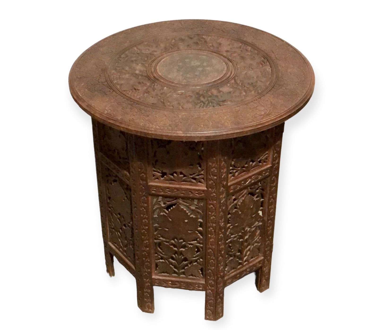 Handsome Vintage Indian Carved Hardwood Occasional Table photo furniture