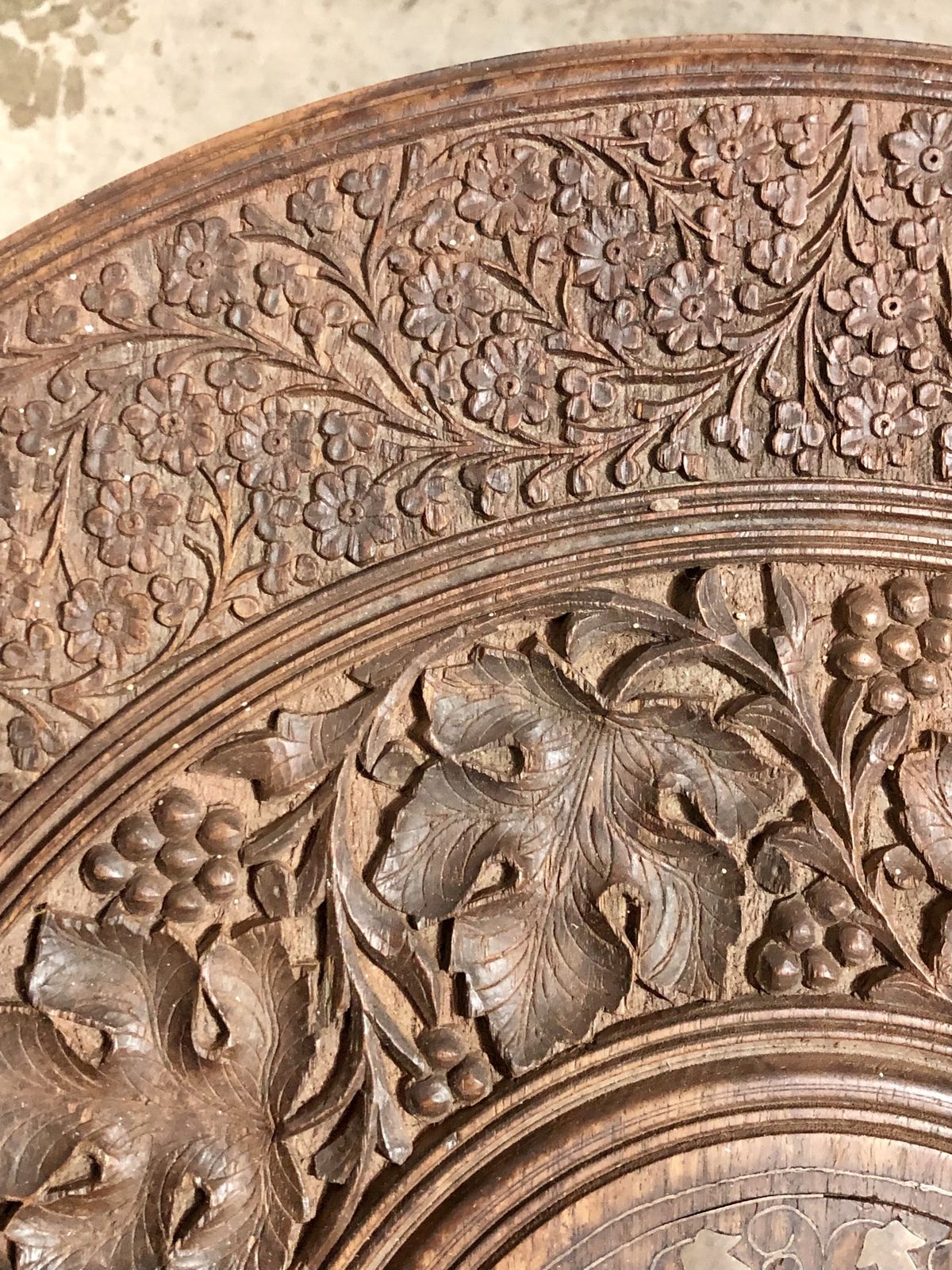 Handsome Vintage Indian Carved Hardwood Occasional Table photo buy