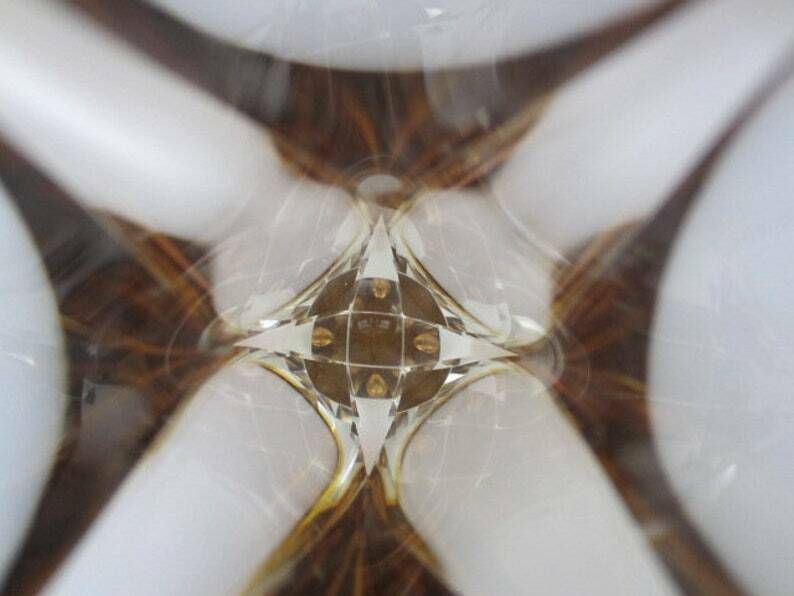 photo for sale Space Age Mid Century Chocolate And Gold Sommerso Art Glass Faceted Prism Vase