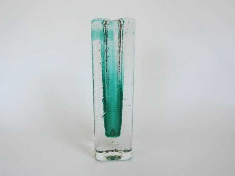 Ice Glass Vase Mid Century Modern Schott Zwiesel, Germany 1960s photo Home Decor