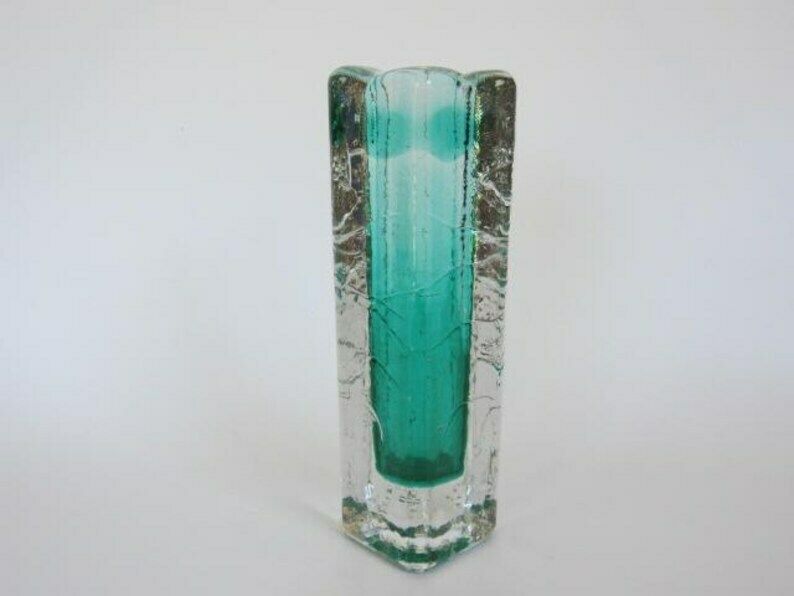 Ice Glass Vase Mid Century Modern Schott Zwiesel, Germany 1960s photo 81.0