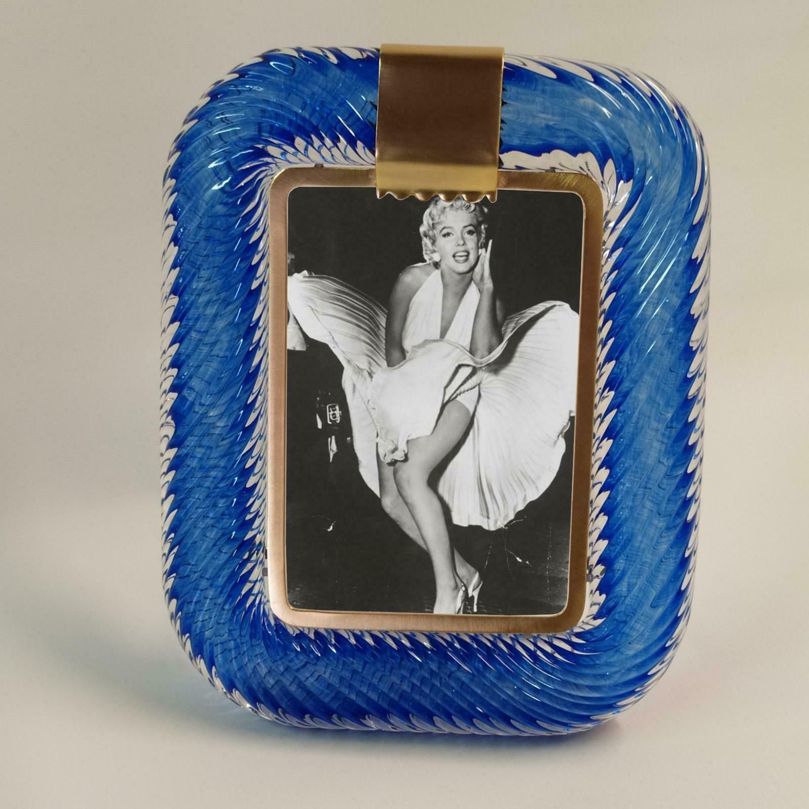 "Blue Marilyn" Blue Murano Glass Brass Frame Photo Frame photo furniture
