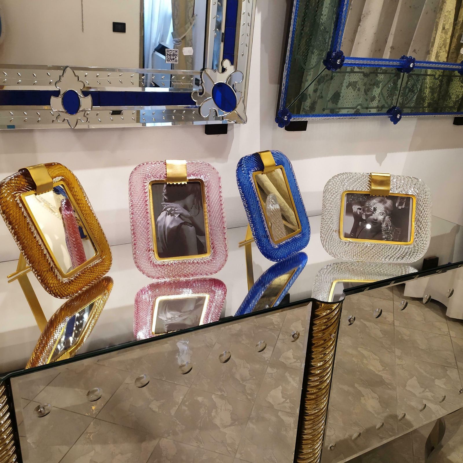 "Blue Marilyn" Blue Murano Glass Brass Frame Photo Frame photo buy