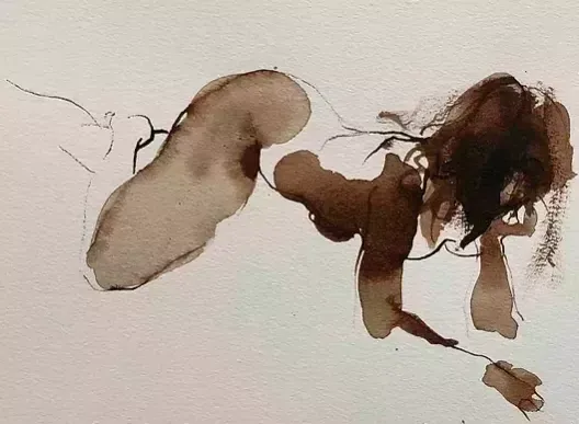 Serhiy Reznichenko, Watercolor Nude Sketch, 21st Century photo furniture