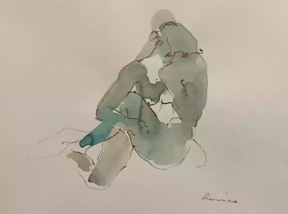 Serhiy Reznichenko, Watercolor Nude Sketch 21st Century