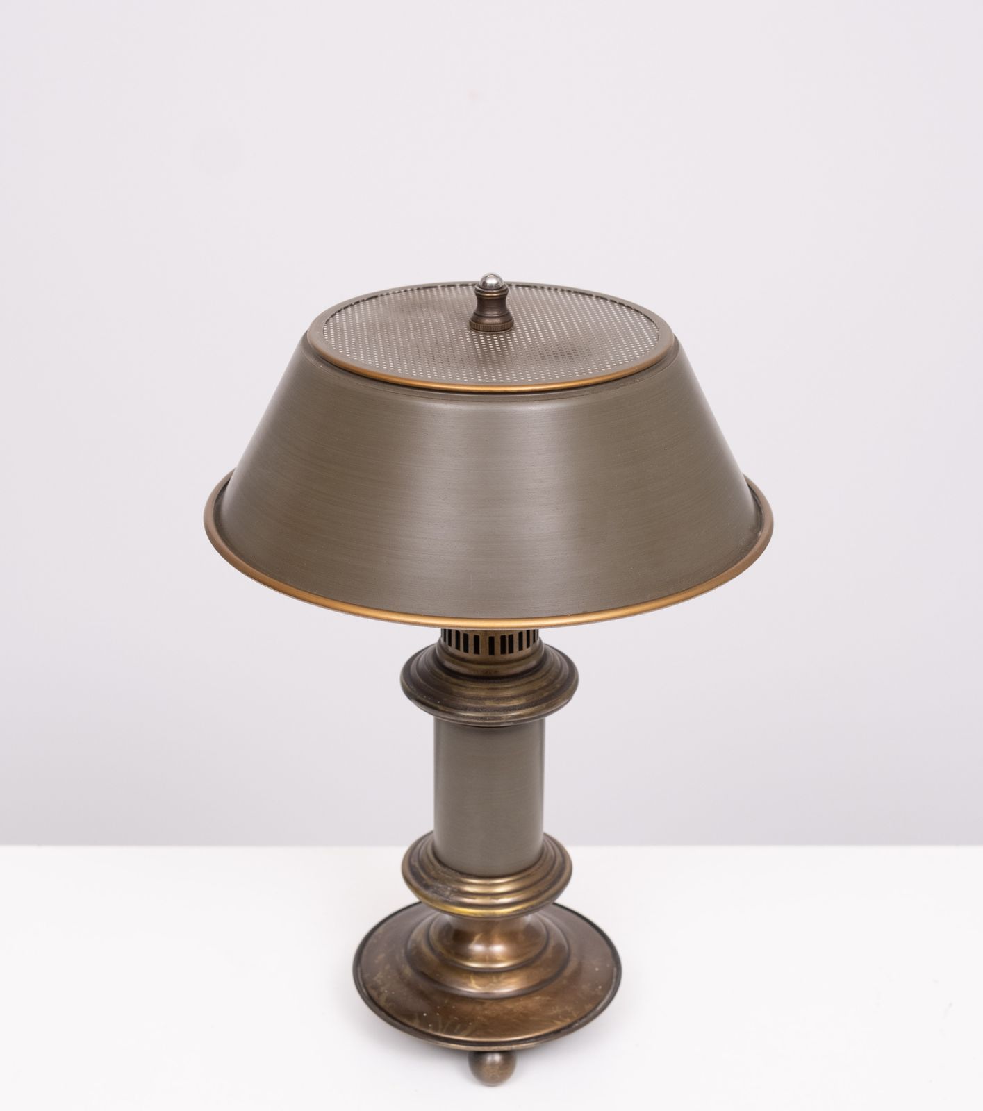 Small Metal Bouillotte Table Lamp 1970s USA photo furniture