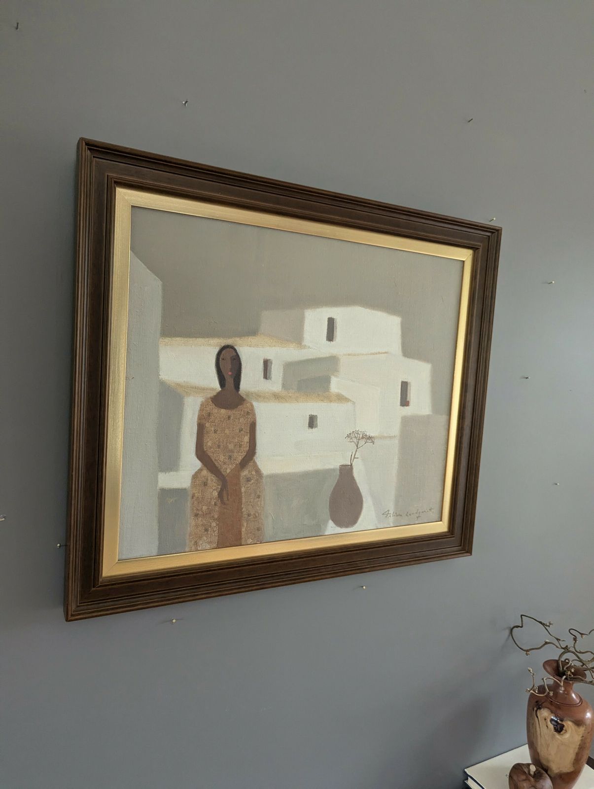 By The Balcony Ledge, Oil Painting photo for sale