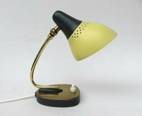 Small Mid Century Table Lamps In Brass Lacquered In Yellow And Black, Germany, 1950s, Set Of 2 photo vinterior