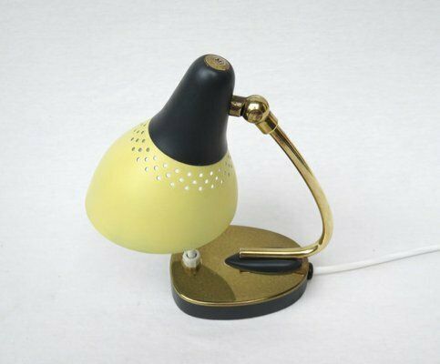 Small Mid Century Table Lamps In Brass Lacquered In Yellow And Black, Germany, 1950s, Set Of 2 photo vintage