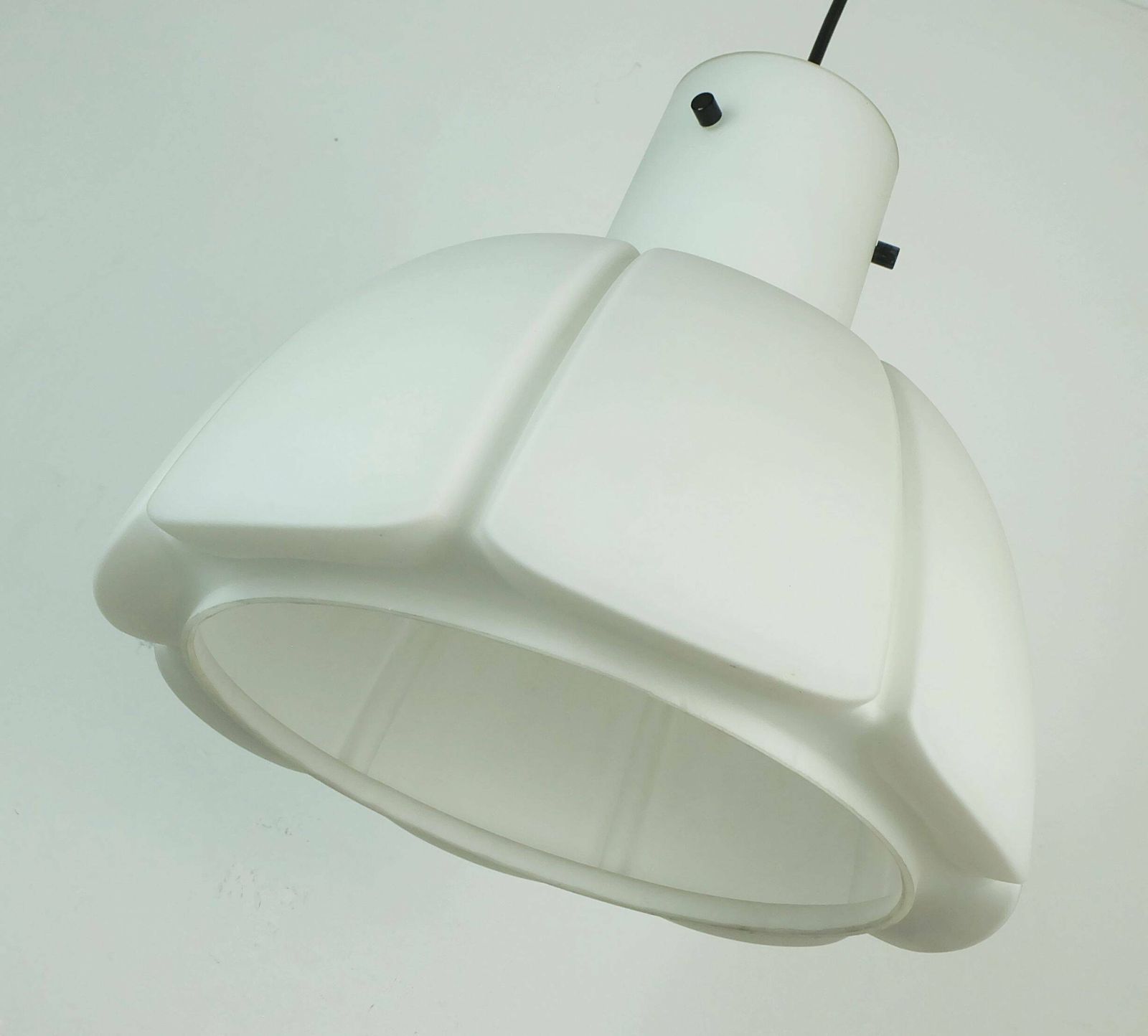Large Glashuette Limburg Pendant Lamp With White Opal Glass Shade In The Shape Of A Flower photo for sale