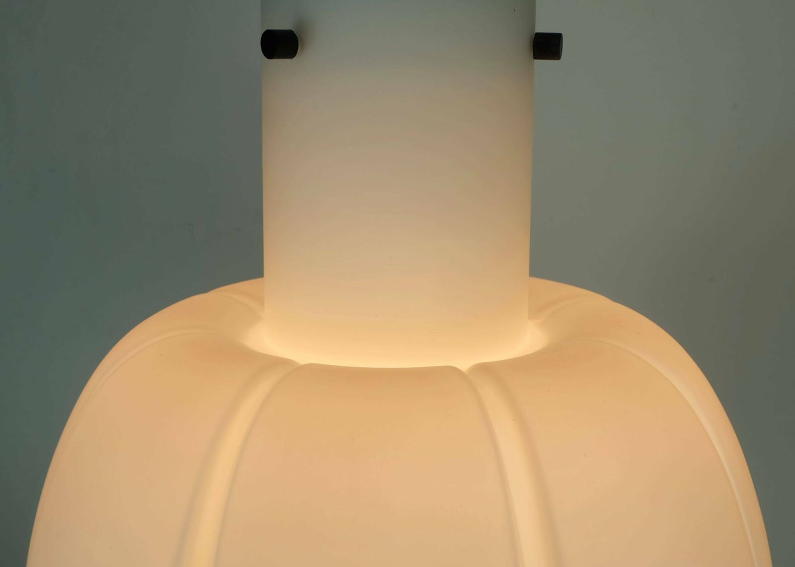 Large Glashuette Limburg Pendant Lamp With White Opal Glass Shade In The Shape Of A Flower photo vinterior