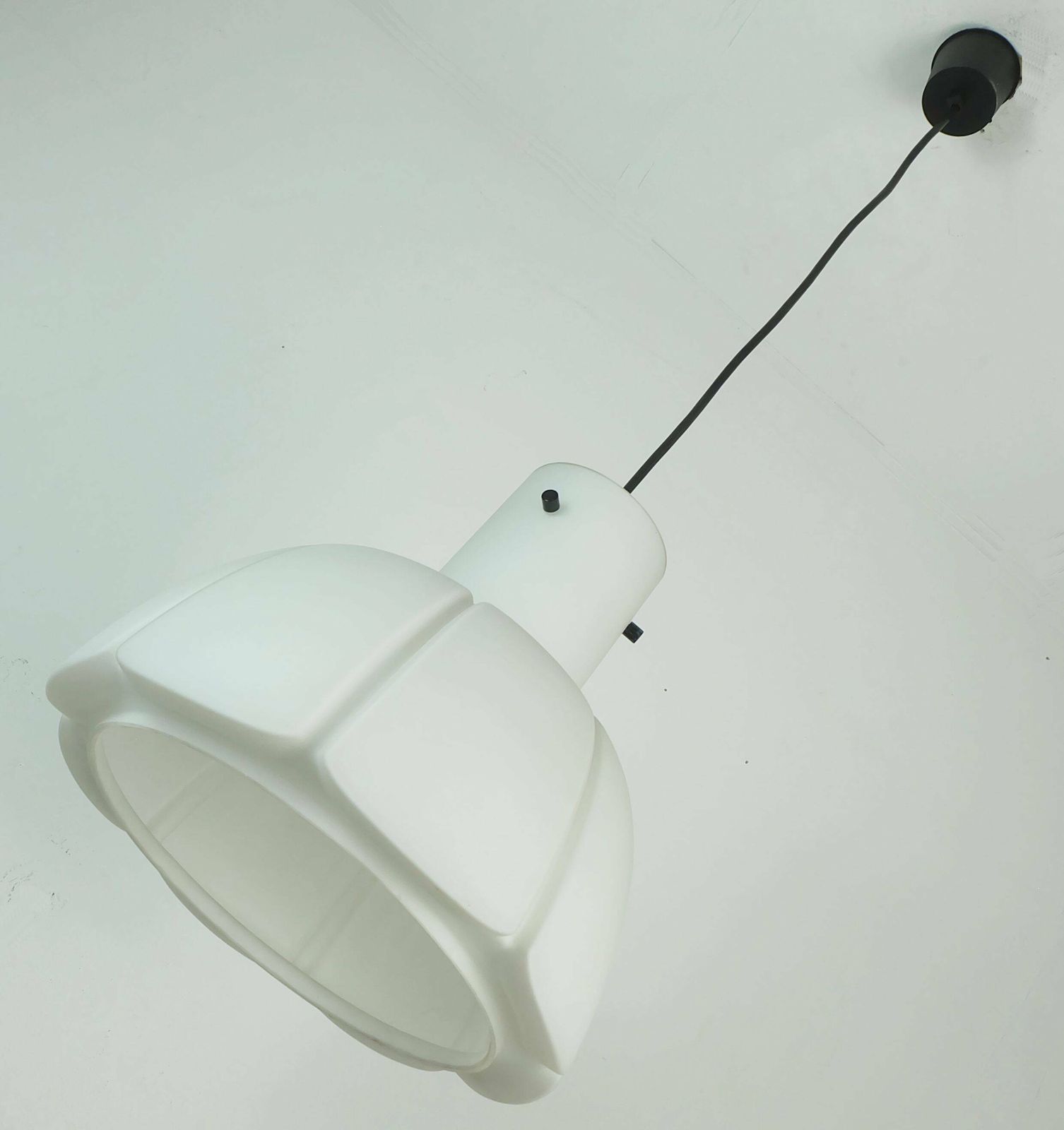 Large Glashuette Limburg Pendant Lamp With White Opal Glass Shade In The Shape Of A Flower photo buy