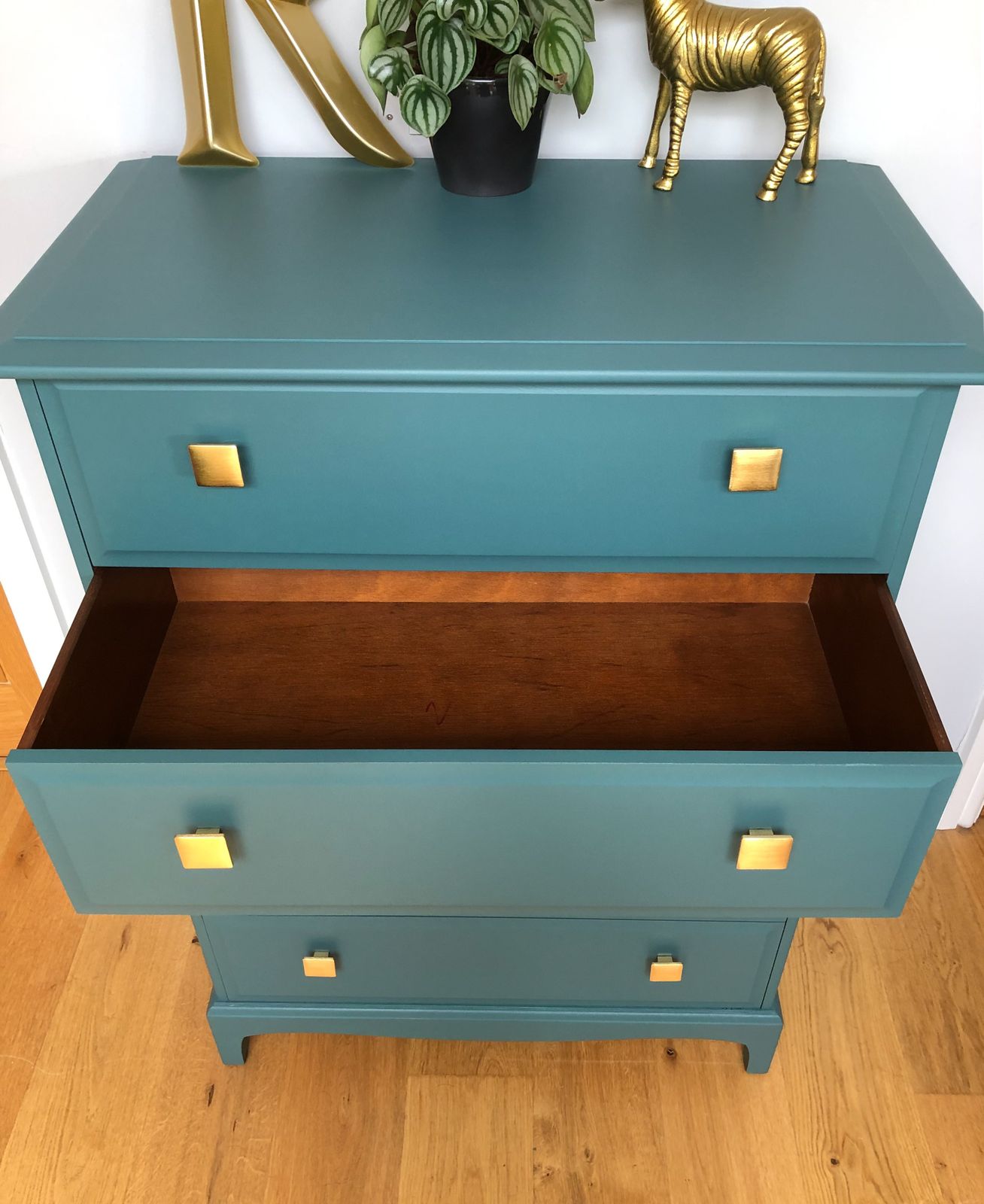 photo furniture Stag Minstrel Tallboy Chest Of Drawers Painted In Green