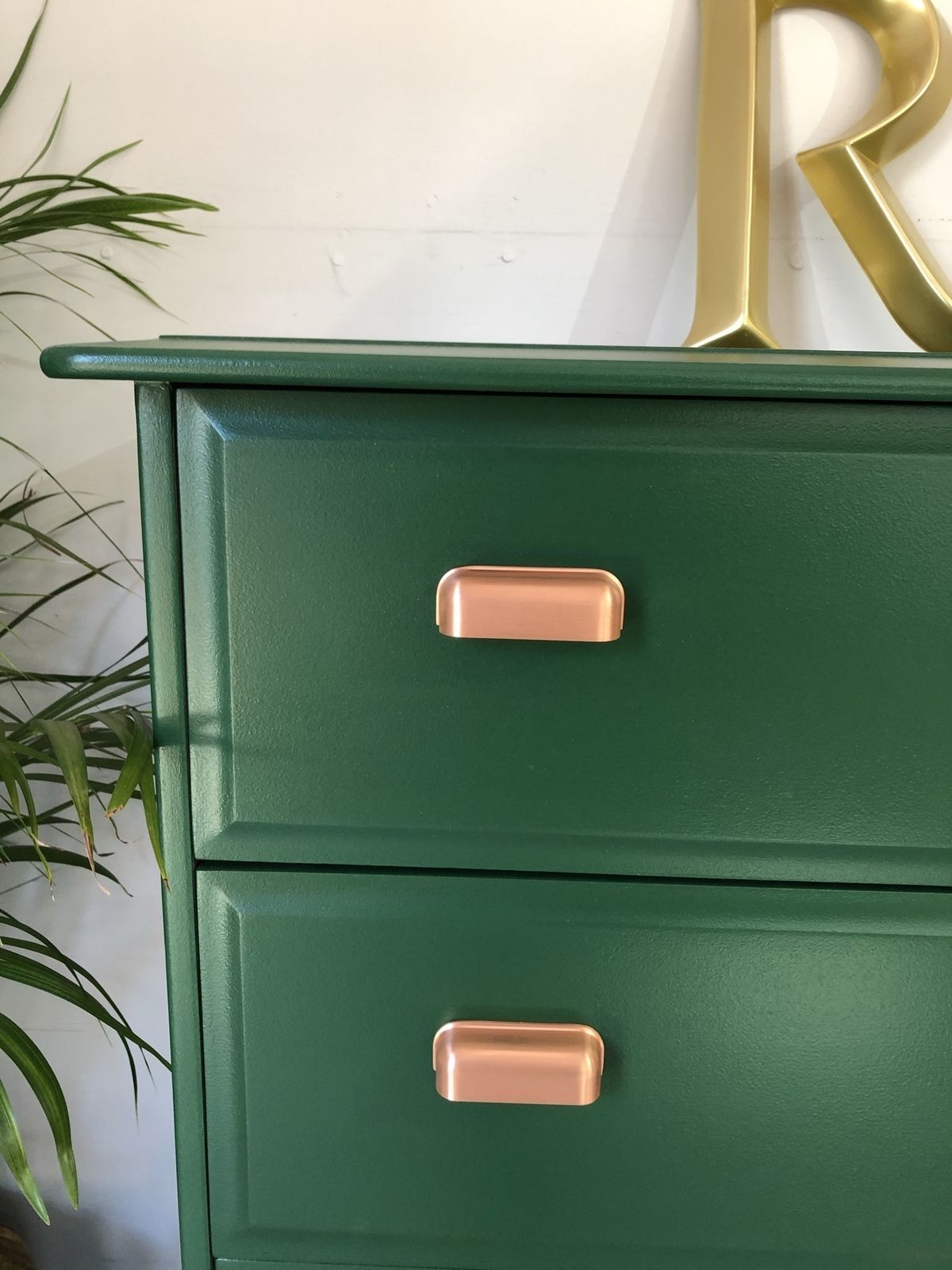 photo furniture Pair Of Stag Minstrel Tallboy Chest Of Drawers Painted Green