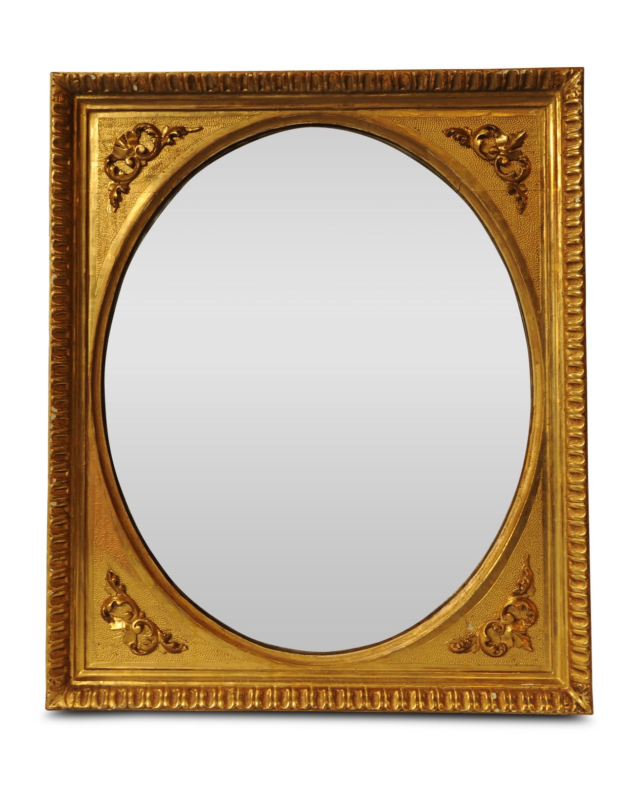 18th Century Antique Baroque Plaster And Gilt Gesso Round Mirror With Relief Patterns Ol photo furniture