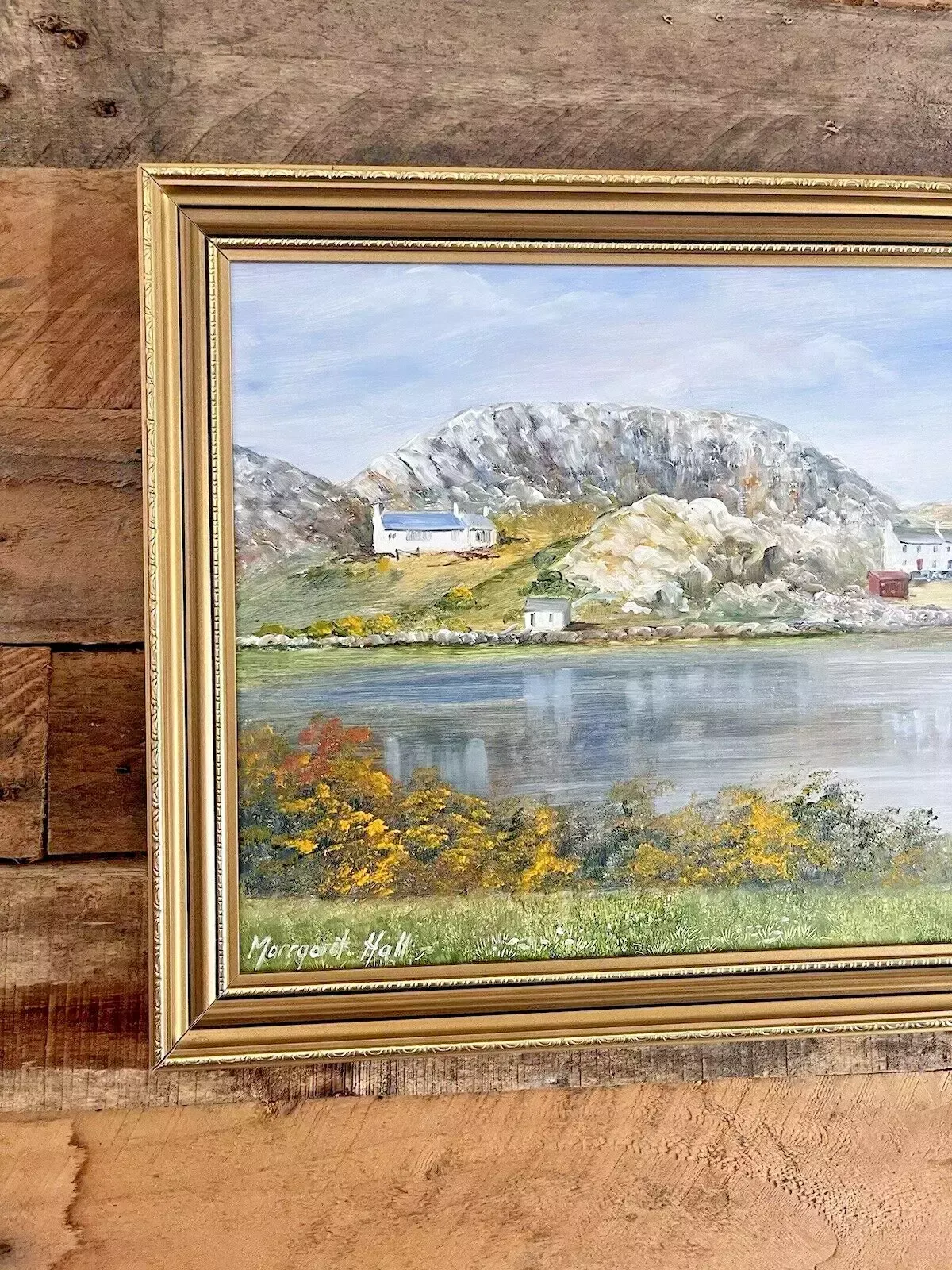 Original Margaret Hall Oil Painting Mynydd Bodafon Gors Fawr Lake Anglesey photo furniture