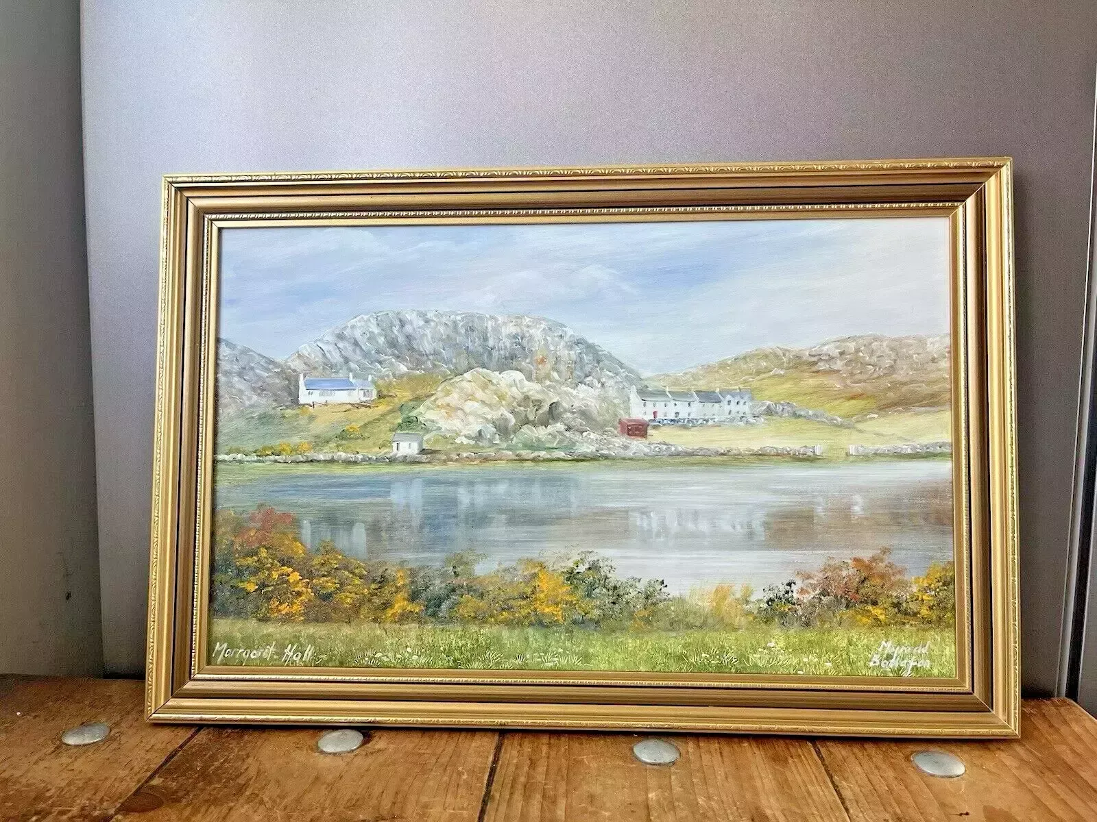 Original Margaret Hall Oil Painting Mynydd Bodafon Gors Fawr Lake Anglesey photo buy