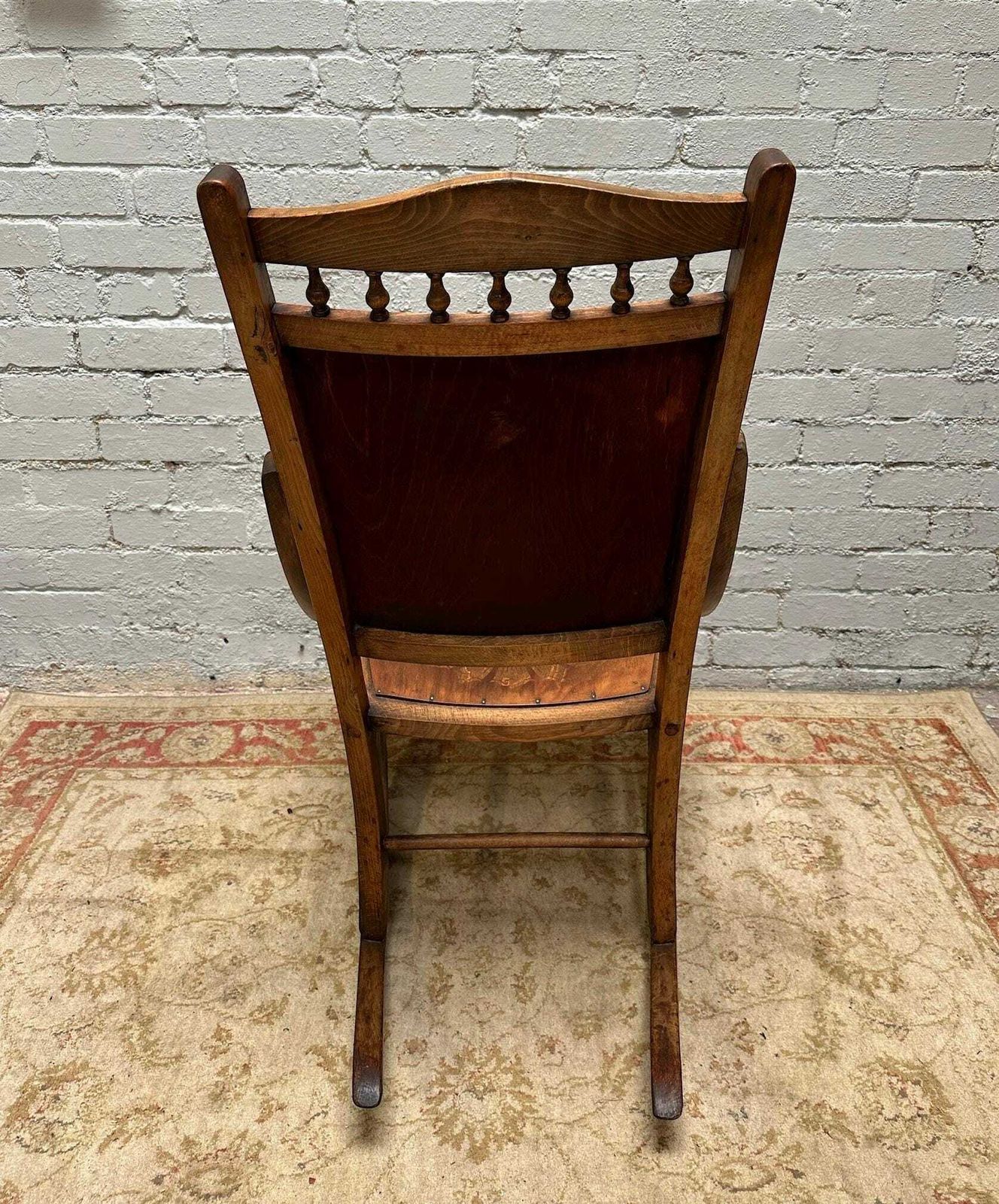 Antique Early 20th Edwardian Century Beech Floral Occasional Rocking Chair photo Furniture