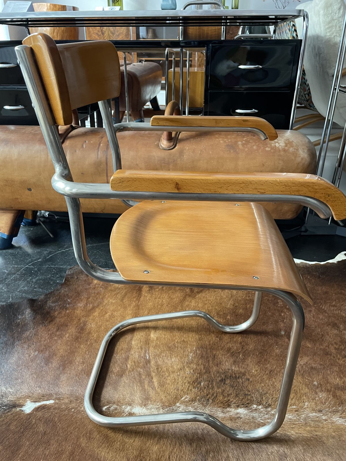 Czech Art Deco Tubular Steel Cantilever Chair By Ladislav Zak, 1930s photo for sale
