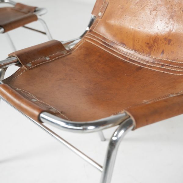 Mid Century Modern Set Of 4 Leather Les Arcs Chairs By Charlotte Perriand, France, 1960s photo furniture