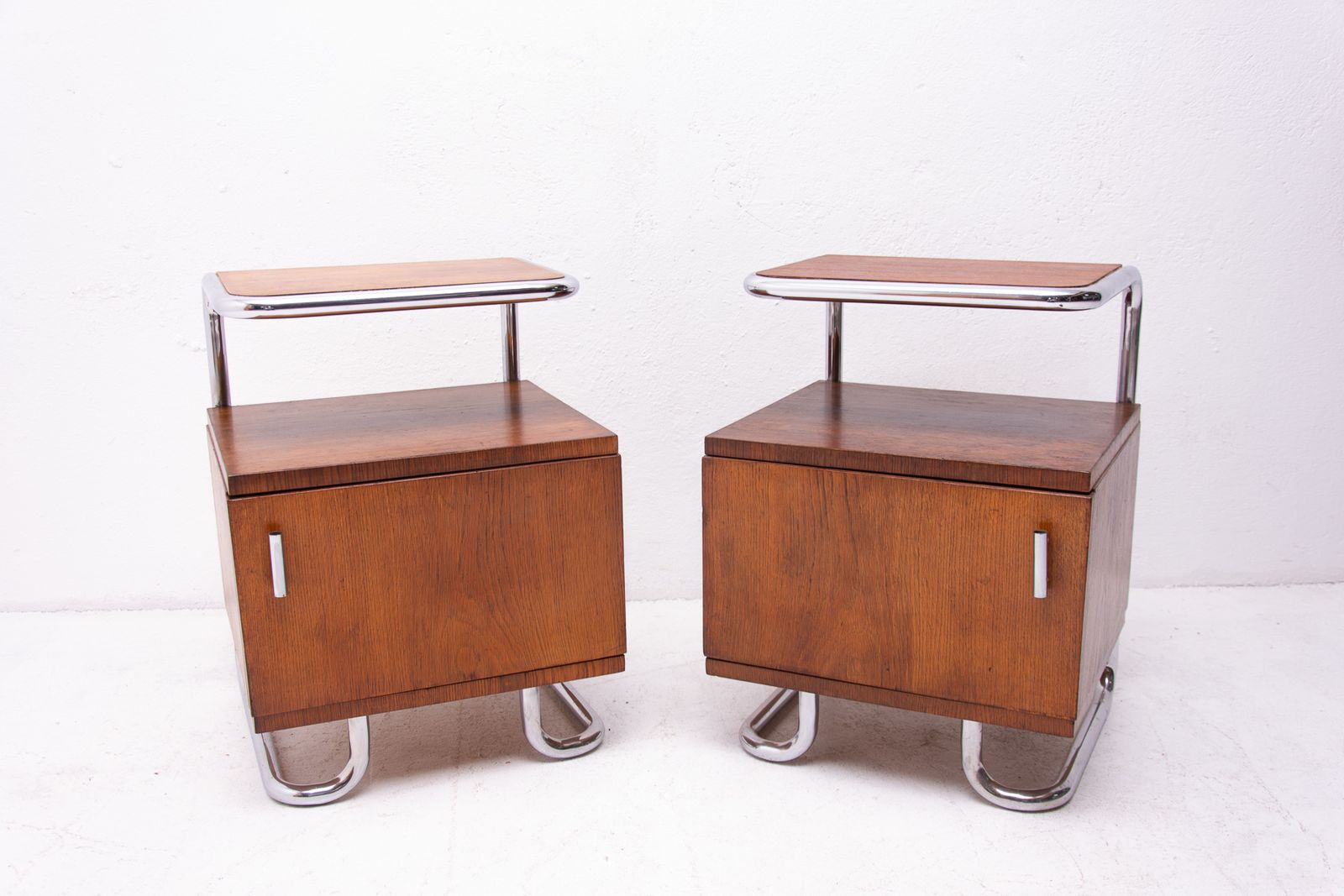 Pair Of Functionalist Chromed Night Stands By Kovona, 1950’s, Czechoslovakia photo 825.0