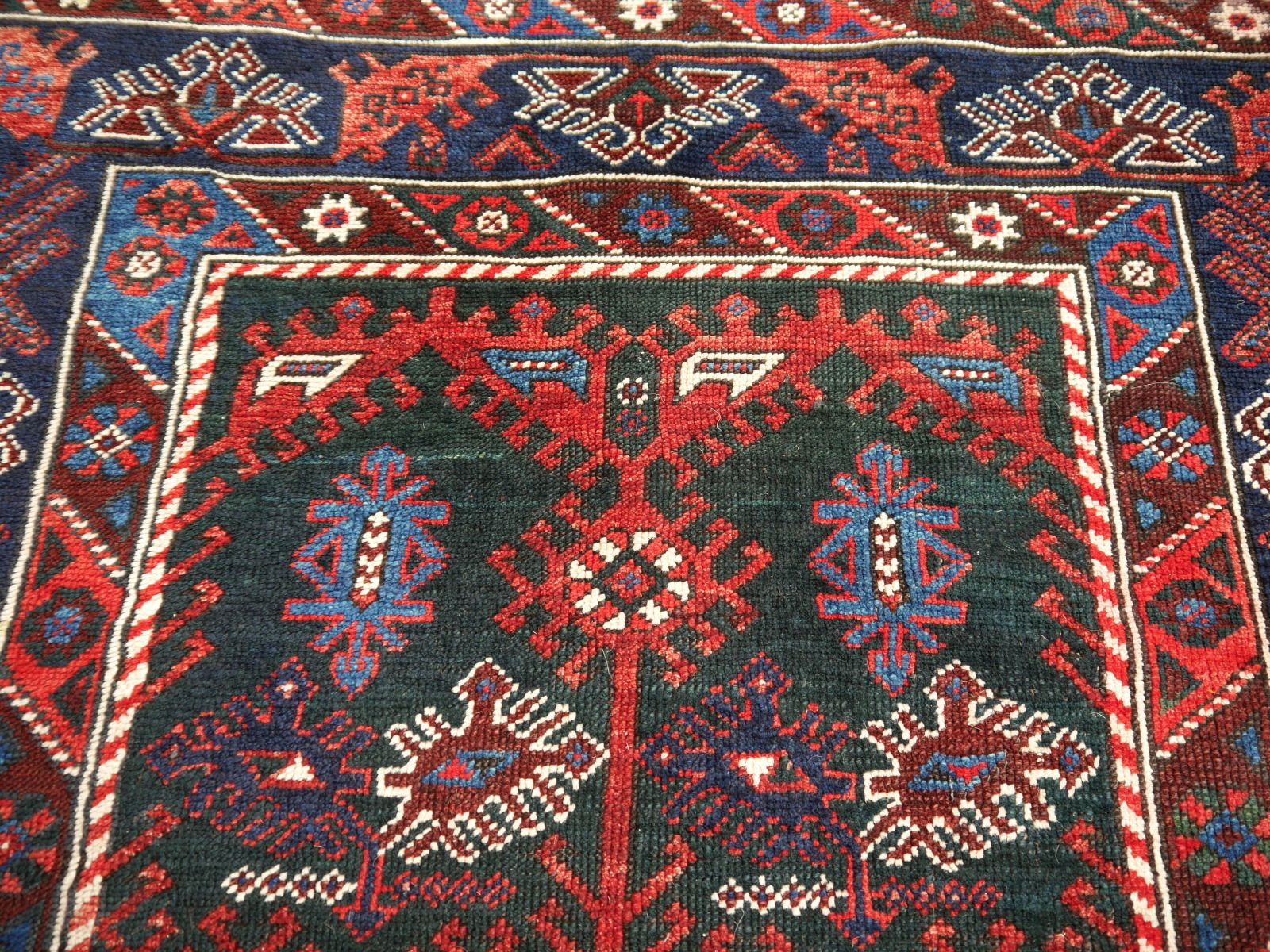 Turkish Rug Hand Knotted Semi Antique With Rare Green Field photo vinterior