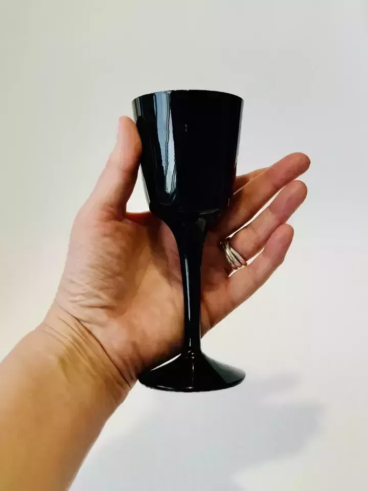 Vintage Royal Krona älghult Glasbruk Sweden Glossy Black Glass Wine Glasses photo Home Decor