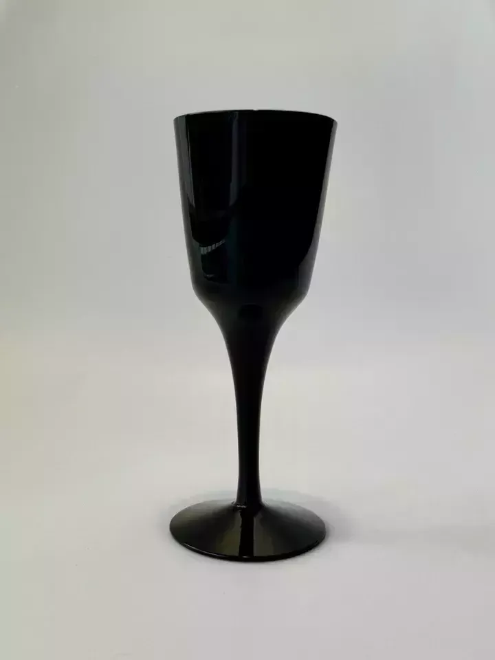 Vintage Royal Krona älghult Glasbruk Sweden Glossy Black Glass Wine Glasses photo vintage
