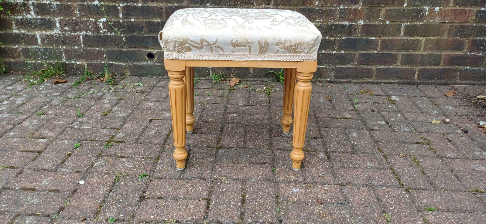 Solid Solid Beech Vintage Style Upholstered Stool photo furniture