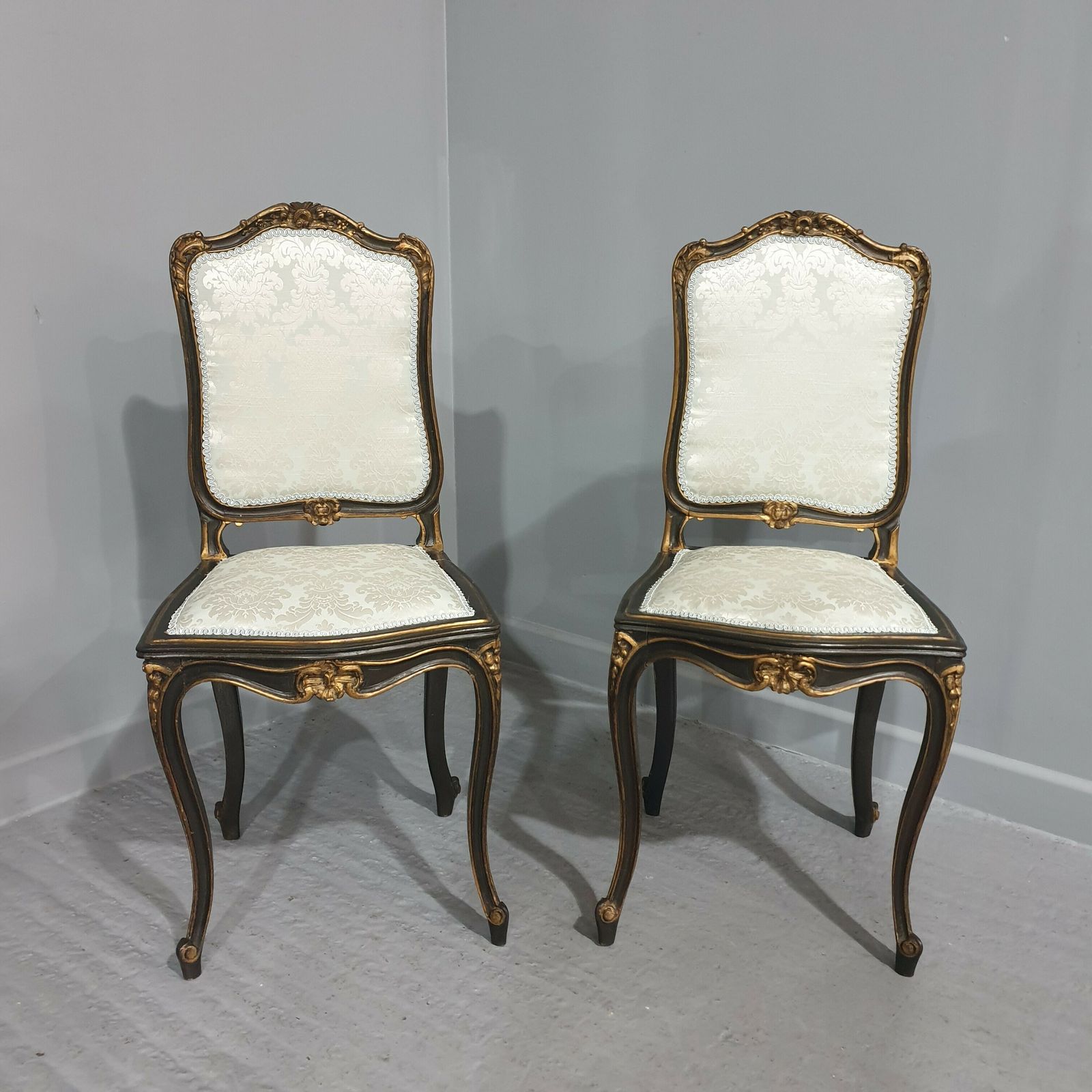 Lovely Pair French Boudoir Chairs