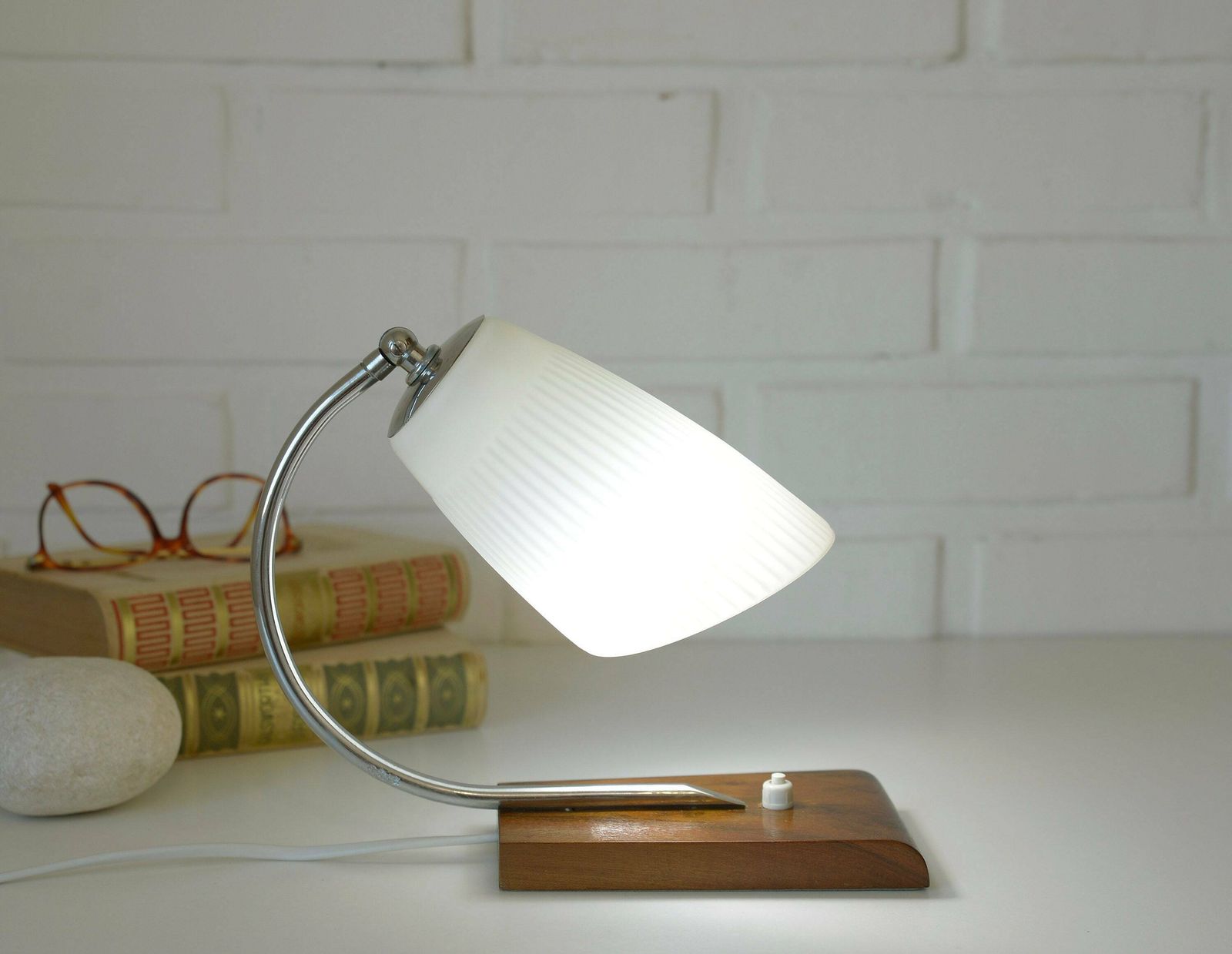 Vintage Desk Lamp / Wooden Table Light / Mid Century Modern / Bedside Fixture / Scandinavian Style / Yugoslavia 1960's / Space Age / Mcm