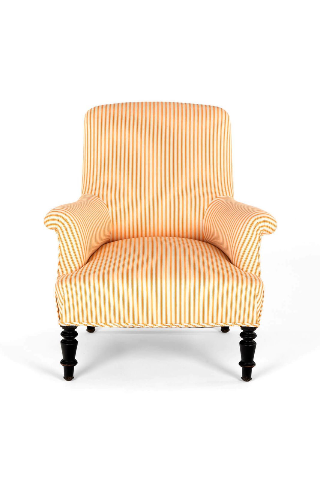 French Armchair In Goldenrod Ticking