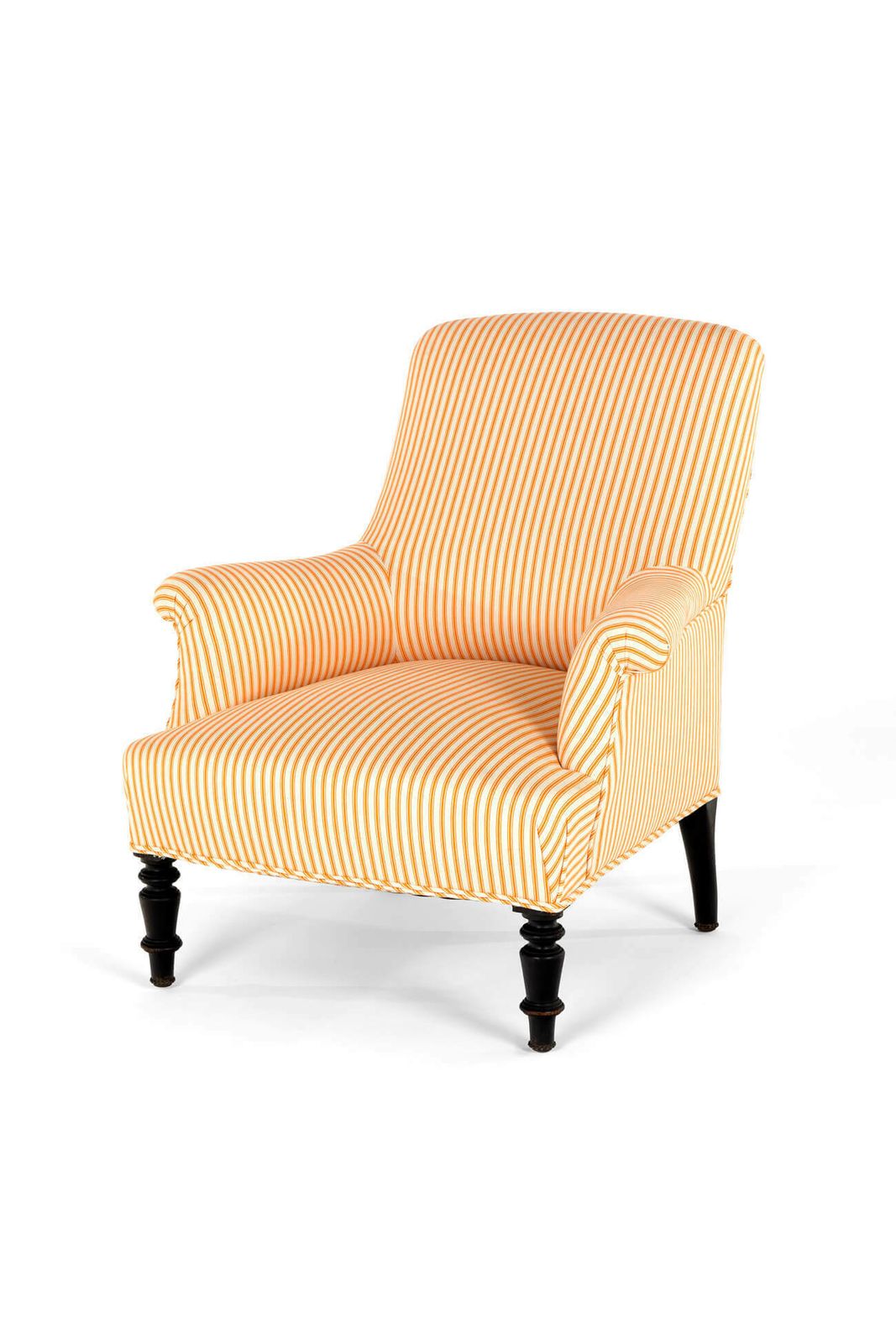 French Armchair In Goldenrod Ticking photo furniture
