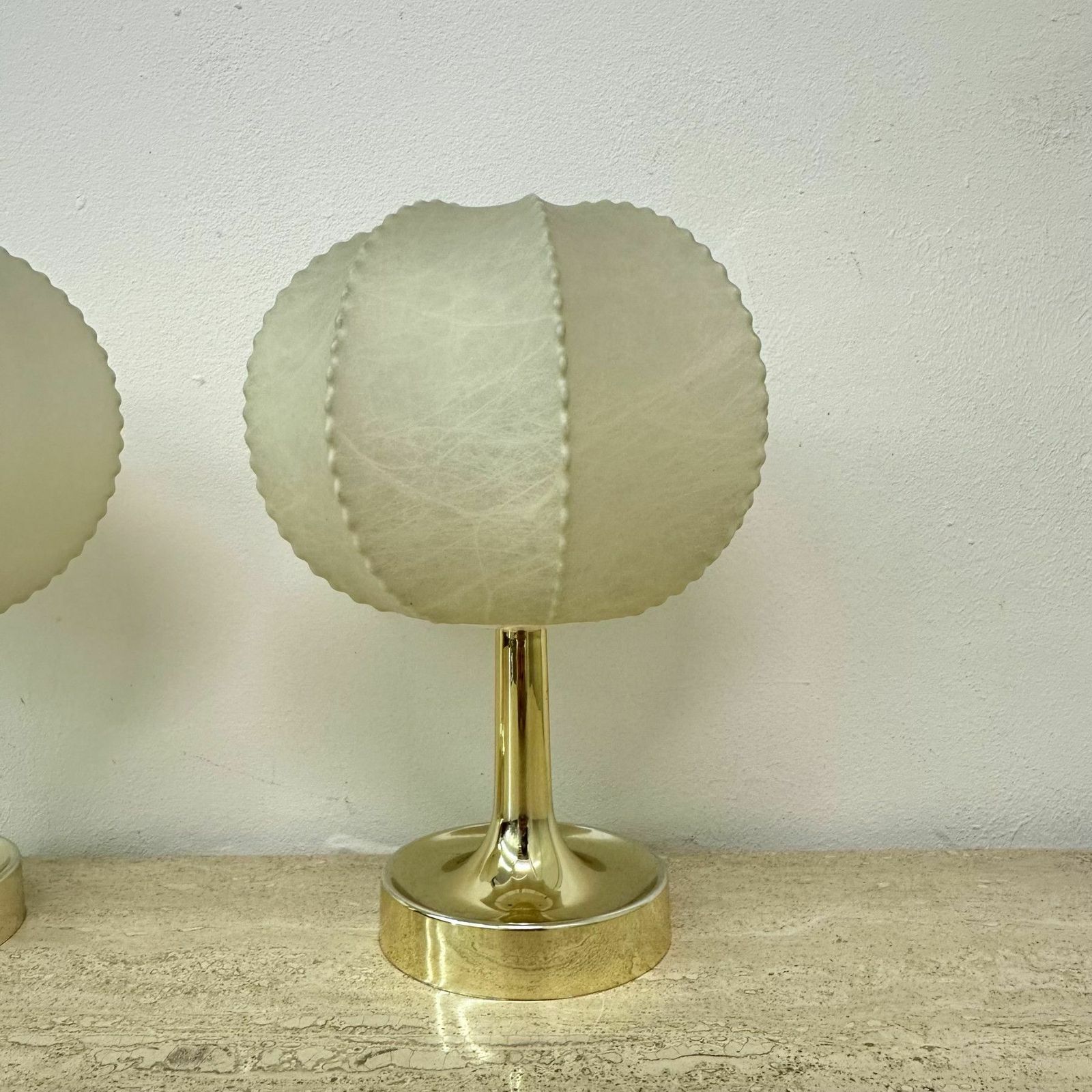 Paar Cocoon Tafellampen Van Alfred Wauer Voor Goldkant, Ca. Jaren 1960 photo vintage