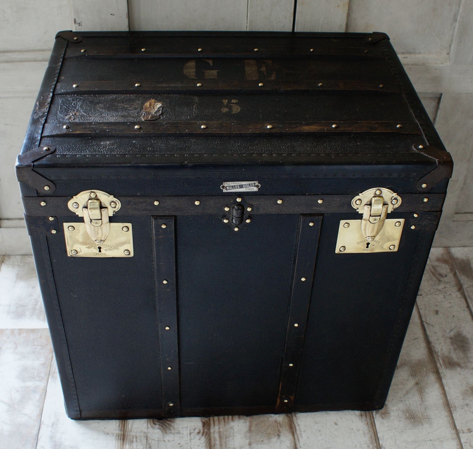 Antique "Malles Gisler Paris” Travel Trunk photo vintage