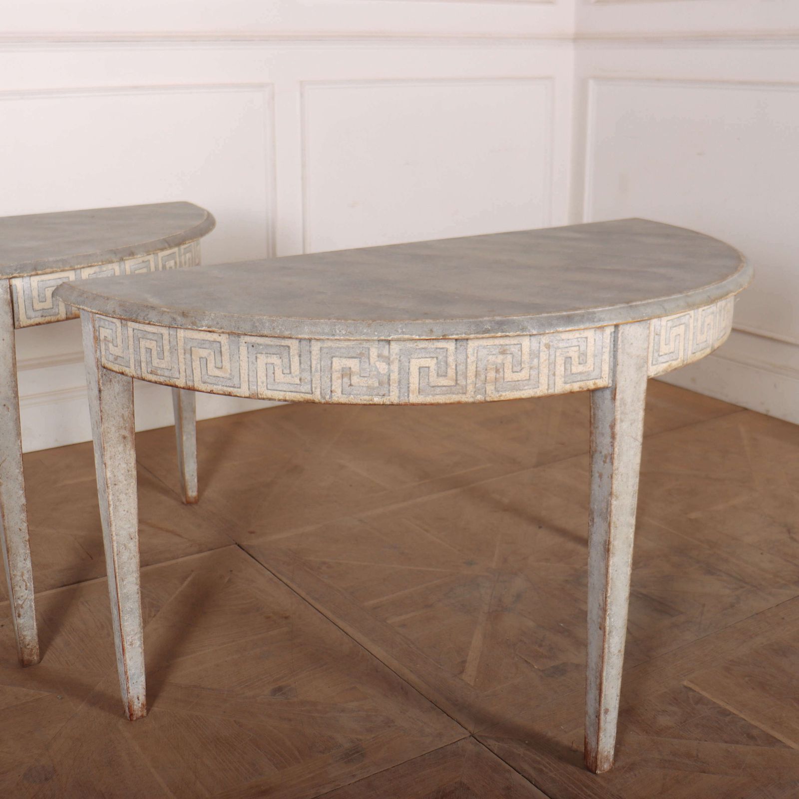 Pair Of Swedish Demi Lune Consoles photo for sale