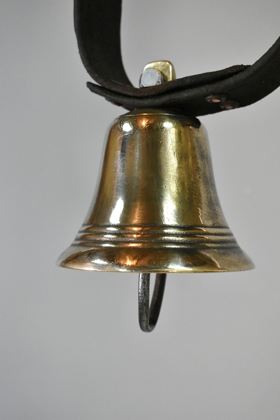 Antique Pyrenees Mountain Cow Bell In Brass photo vintage