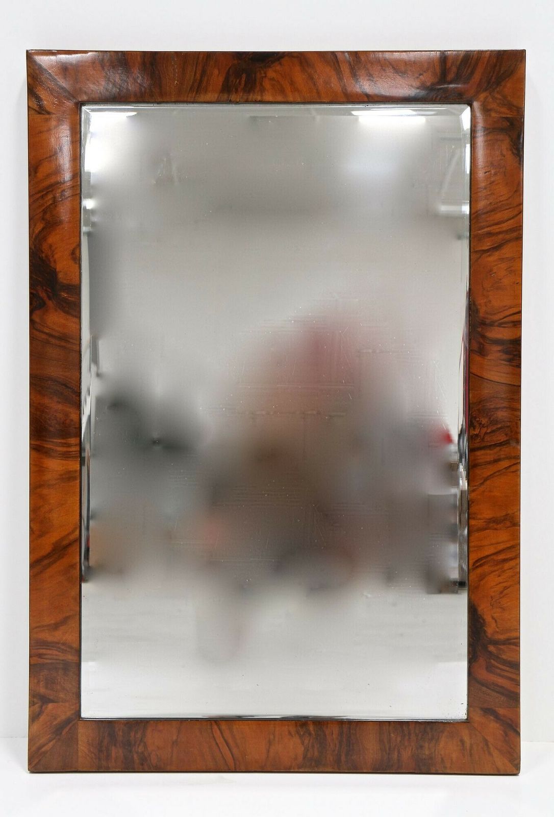 19th Century Biedermeier Walnut Mirror  Original Facet Cut , At Ca. 1825