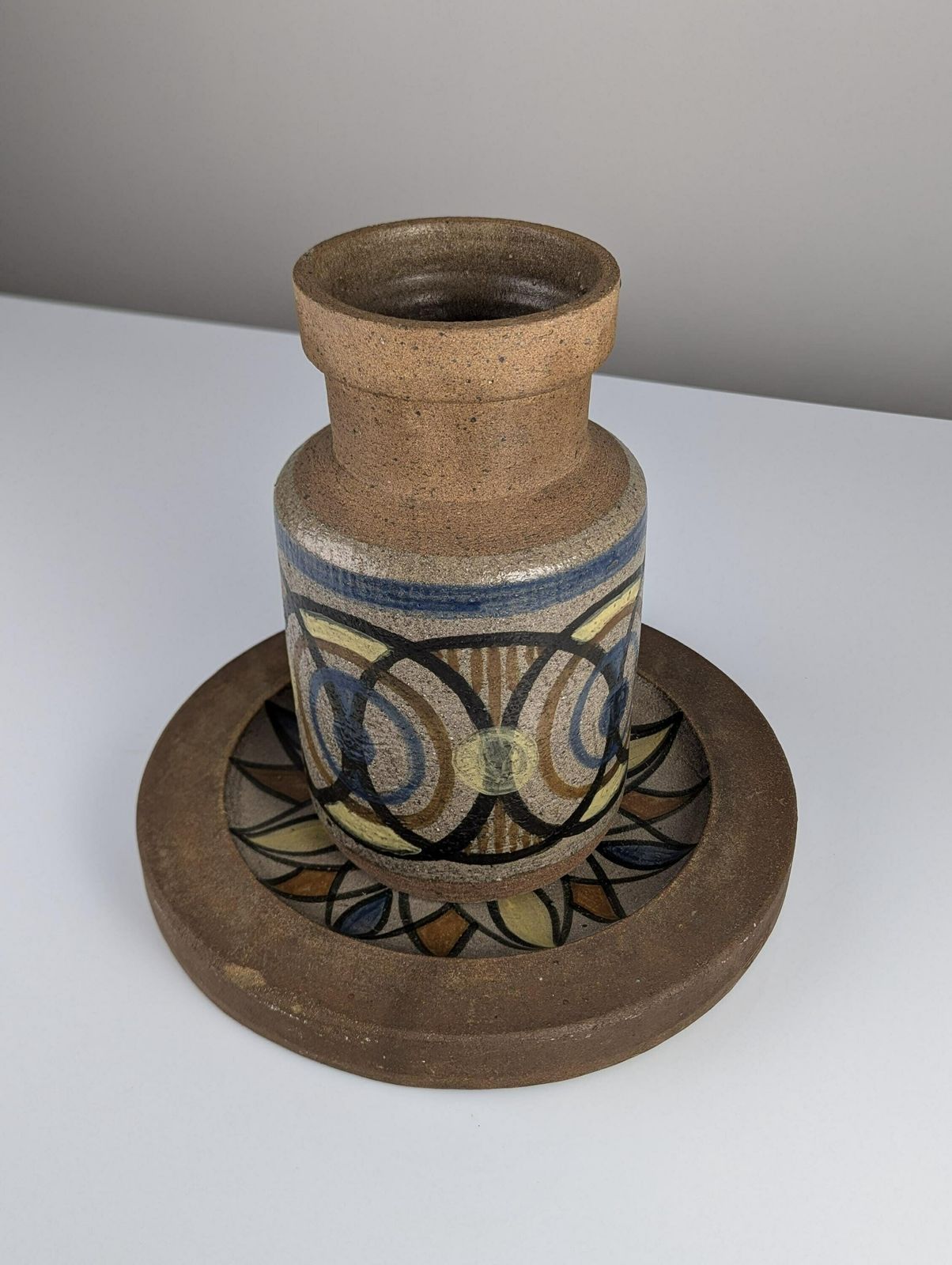 Gres Ceramic Vase And Plate By Antonio Salvador Orodea Aso Valdemorillo 1960s