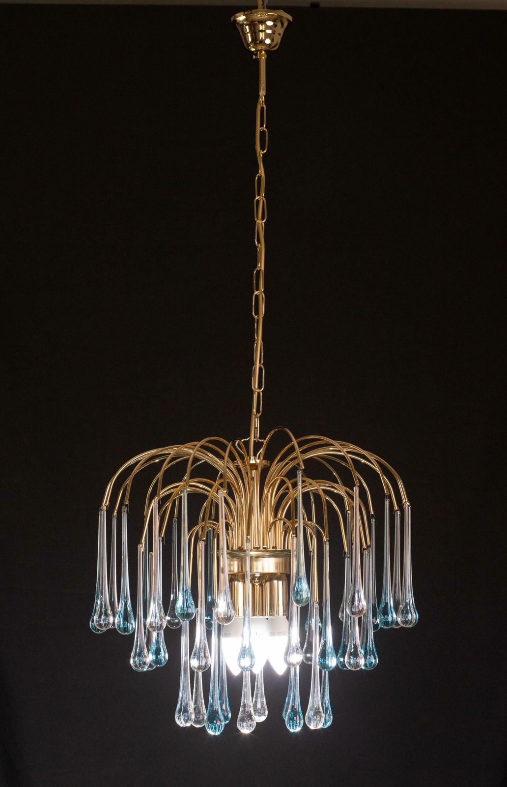 Set Of 2 Lady Victoria Chandelier With Blu And Transparent Pendants Murano Glass photo for sale
